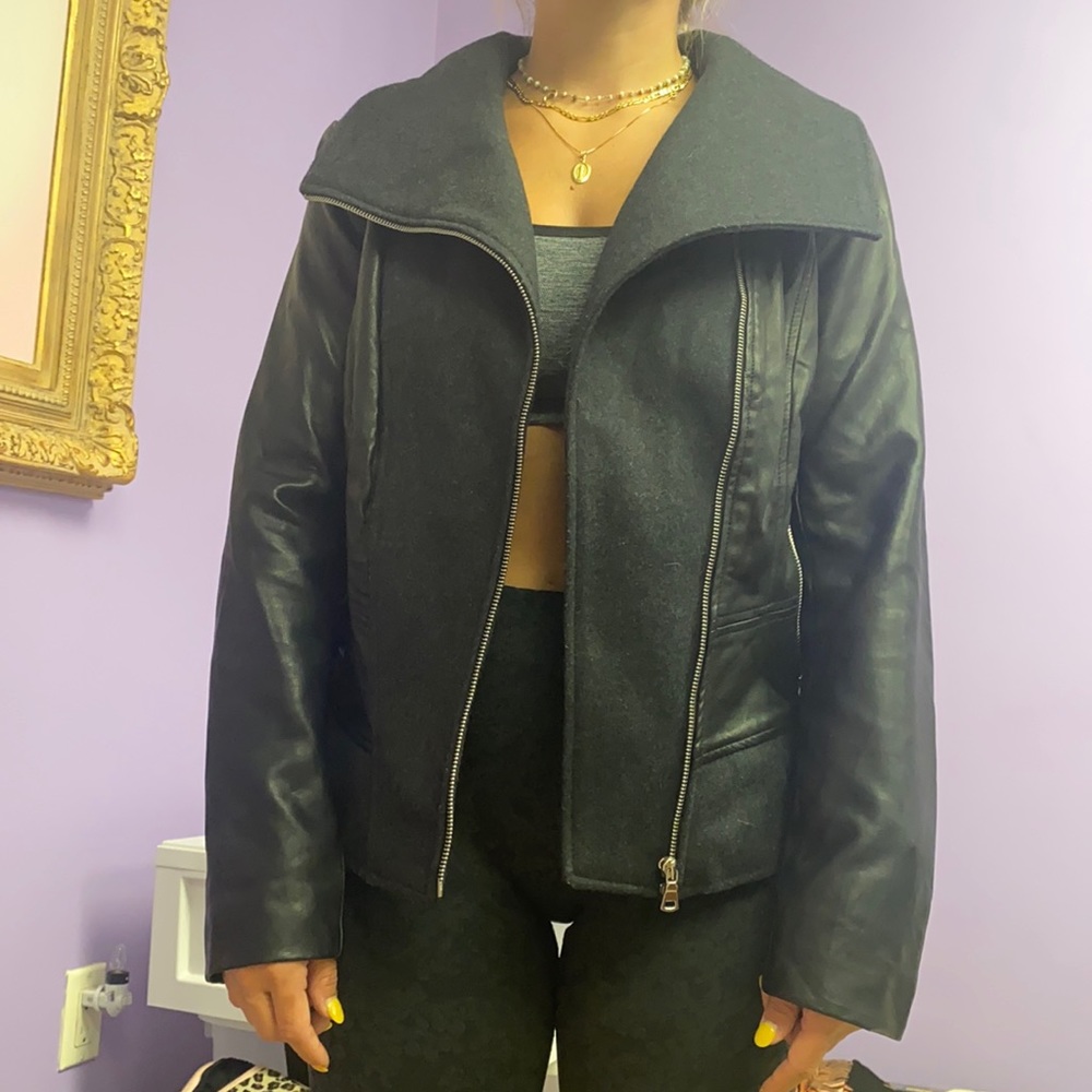 Women’s black faux leather jacket